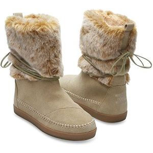 Toms Oxford Tan Suede Faux Hair Women's Nepal Boots 7.5
